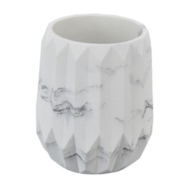 Makeup Brush Holder Durable Glossy Resin Large Capacity Modern Design Marble Vein Makeup Brush Organizer