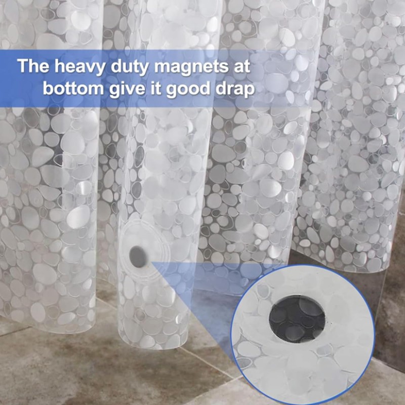 Pebble Pattern Waterproof Translucent Shower Curtain Liner Shower Tub Liner