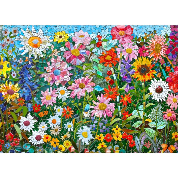 MISITU Puzzle 1000 Pieces for Adults - Colourful Flowers in