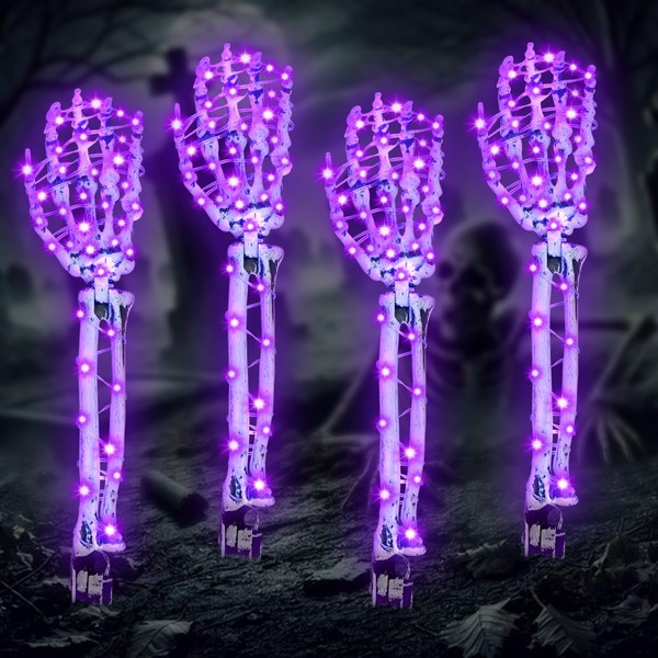 Halloween Decorations Outdoor Skeleton Arm 4 Pack - HOYECHI Light