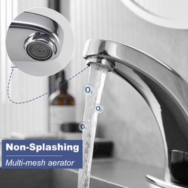 Bathfinesse Touchless Bathroom Sink Faucet Commercial Infrared Motion Sensor, Battery or Plug-in Powered, Hot & Cold Mixer Tap, Hands-Free Faucet with Hole Cover Plate, Chrome