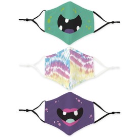 Weddingstar 3 Pack Kid's Washable Cloth Face Mask Reusable and Adjustable with Filter Pocket - Color Monsters
