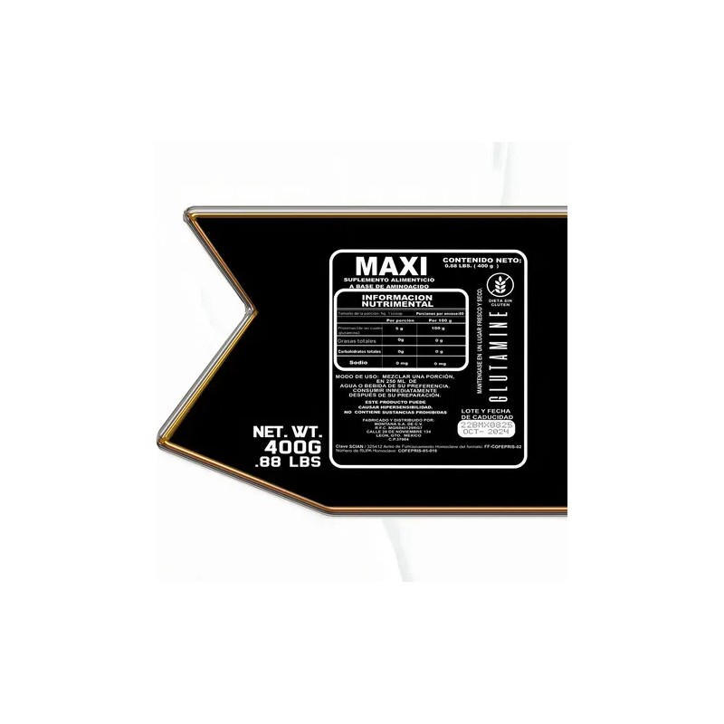 Glutamina En Polvo Maxi 400gr 80 Servicios Sabor Mora