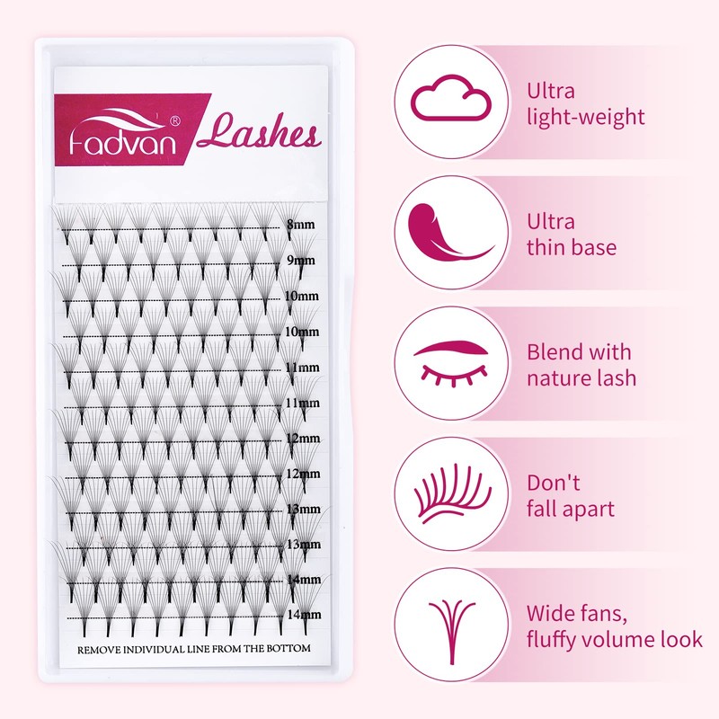 Volume Eyelashes Pre-Fanned 12D Pre-Made Russian Eyelash Extension Volume Bouquet