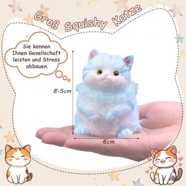 Mwmoeen Large Squishy Cat, Handmade Cat Taba Squishy for Stress Relief, Cute Soft Cat Fidget Toy for Adults