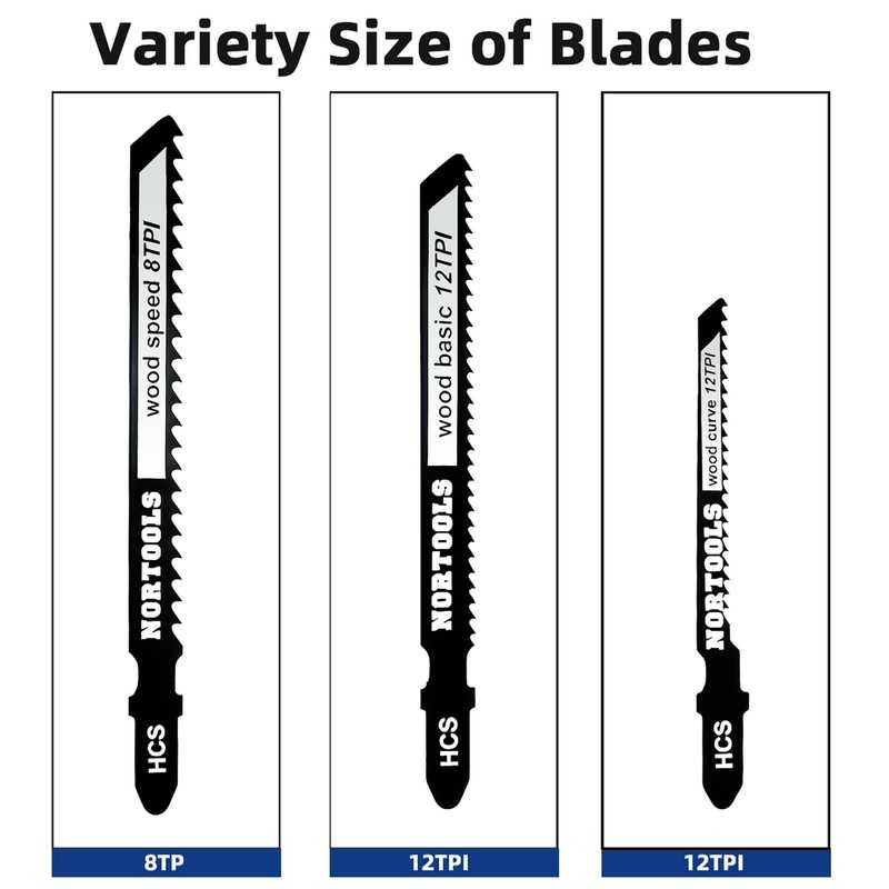 NORTOOLS Jigsaw Blade Set 10 Pcs T Shank HCS Clean