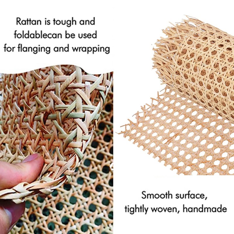 16" x5FT Natural Rattan Cane Webbing, Woven Open Mesh Cane