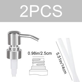 JIALWSJWAN 2 Pack Dispenser Pump Heads Screw on Pump Replacements 304 Stainless Steel Soap Dispenser Lids 2.5cm for Dish Soap, Lotions, Conditioner, Shampoo