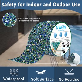 Heavy Duty Anti Slip Tape 4" x15FT Blue Grit Rubber Grip Tape for Stairs, Pool, Bathroom & Outdoor Safety | Waterproof Non-Slip Traction Strips Indoor/Shower/Trail