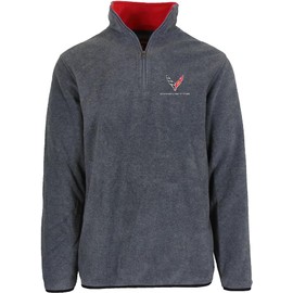 JH Design Men’s Chevy Corvette C8 Quarter Zip Fleece Sweatshirt 2 Colors (US, Alpha, Medium, Regular, Regular, Charcoal)