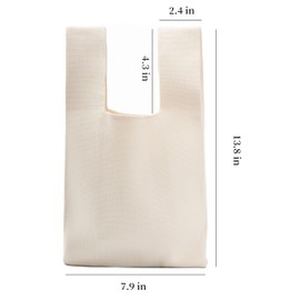 TOPASION - Bolsa de punto con nudo para la muñeca, bolsa de compras con asa, Beige