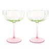Lilly Pulitzer Unique Ridged Cocktail Glasses, Multicolor Glassware for Serving