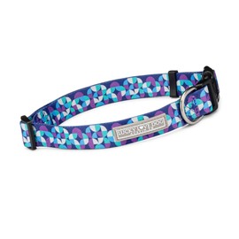 Lucky Love - Collar de perro a cuadros con mosaico azul y morado, collar ajustable y cómodo para niño y niña, accesorio de cierre fácil de poner y quitar, (XL, collar de jaspe)
