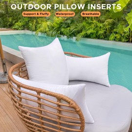 OTPIPCS 18 x 18 Outdoor Pillow Inserts Set of 2 Square Throw Pillow Inserts Waterproof for Couch Porch Outside Patio Furniture Decorative Pillows Medium White Sofa Cushion Stuffer