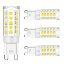 Ugvmn G9 LED Bulb, No Flicker 5000K Daylight T4 G9 Bi Pin Base LED Chandelier Small Light Bulbs, 4W (40W Halogen Replacement Bulbs), 360° Beam Angle, Non-dimmable for Home Lighting, 4 Pack