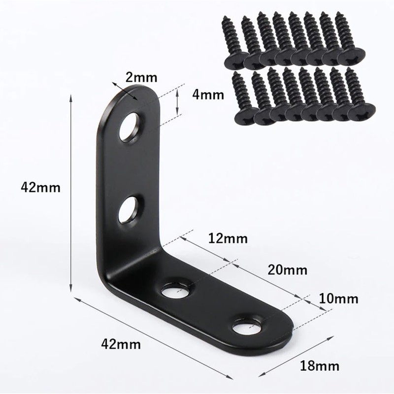 Audiofan L-Shaped Hardware Shelf Brackets Matte Black with Wood Screws