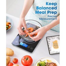 Nicewell - Báscula digital de alimentos de peso y onzas, 22 libras báscula de cocina para cocinar, hornear, graduación precisa, plataforma de vidrio templado elegante (negro)