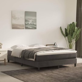 TREATLIFE HOME Enhance Comfort with Dark Gray Velvet Bed Frame, Supportive Legs and Plywood Slats, for Full-Sized Mattresses