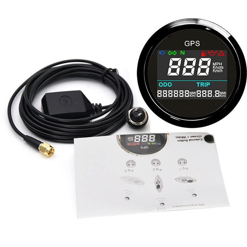 GPS Speedometer Odometer, 52mm Digital Waterproof Adjustable Speed Gauge for