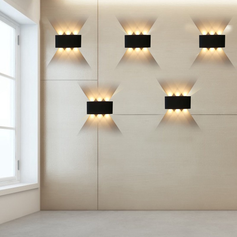 6W LED Wall Light Aluminium Black Shell Warm Light Up