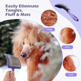 UXIETIN Dog Brush for Poodles-Best Dog Grooming Brush for Poodles Dematting, and Detangle-Dog Brush for Poodles Grooming and Bathing