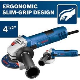 BOSCH GWS8-45 4-1/2 Inch 7.5 Amp Angle Grinder with Lock-On Switch, Lightweight Design, and Durable Protection Guard for Metal and Concrete Grinding