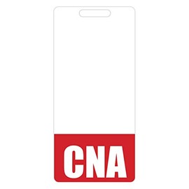 CNA Badge Buddy (Red) - Vertical Heavy Duty Badge Tags for Certified Nursing Assistants - Double Sided Badge Identification Card
