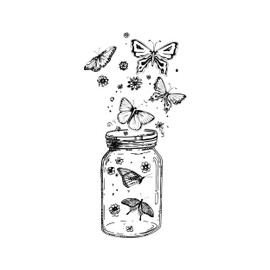 Newstamps Butterfly Glass Motif Stamp Large Wooden & Rubber for Card Making, Wooden Stamp, Animals, Animal Stamp, Scrapbook, Textile Stamp, Decoration, Children