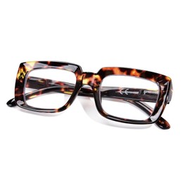 YUKANG Reading Glasses for Women Men Blue Light Blocking Square Fashion Readers with Spring Hinges Anti Glare Computer Tortoise 2.0