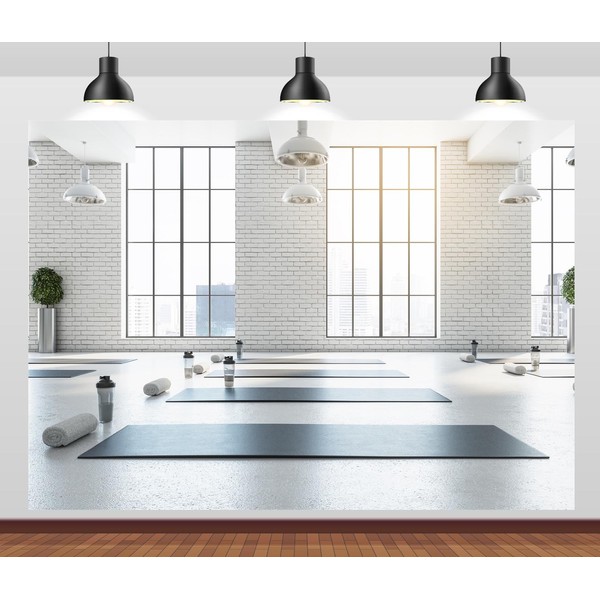 CORFOTO 5x3ft Yoga Interior Backdrop Healthy Lifestyle Yoga Mat Wooden