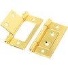 Pair of Small Brass 50mm/2" Flush Hinges - Wardrobe/Cabinet/Cupboard/Door Hinges
