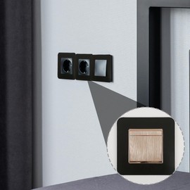 3 Pieces Switch Surround Frame Square Light Switch Cover Sticker Plug Socket Surround for Switch Panel or Electrical Plug Socket Black 8.6 x 8.6cm