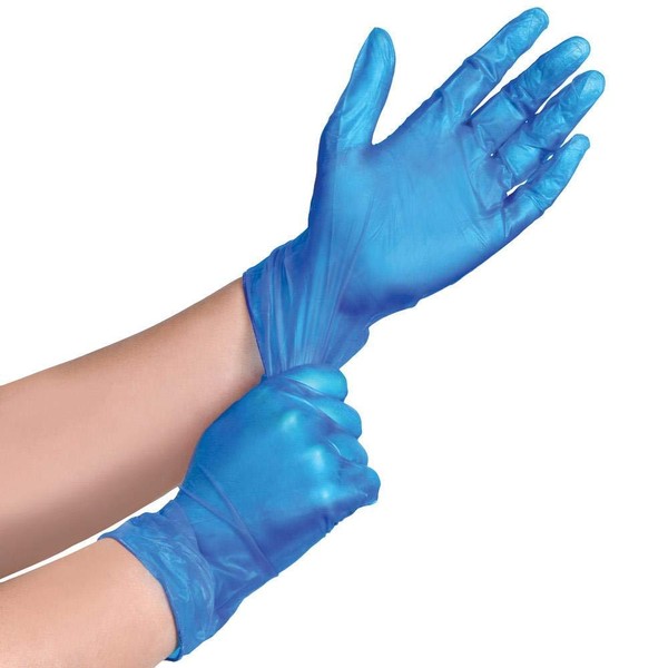 100 Pack Strong Quality BLUE MEDIUM GLOVES Powder Free Vinyl Gloves | Latex Free Food Safe Ambidextrous | Perfect For Every Day Use - AQL 1.5 EN455 CLASS 1 Gloves