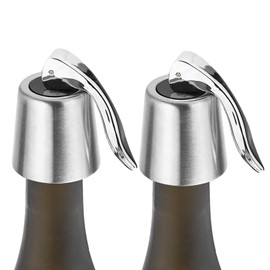 Stainless Steel Wine Stoppers - Reusable & Fresh Preserver, Gift for Wine Lovers - Set of 2 (Silver)