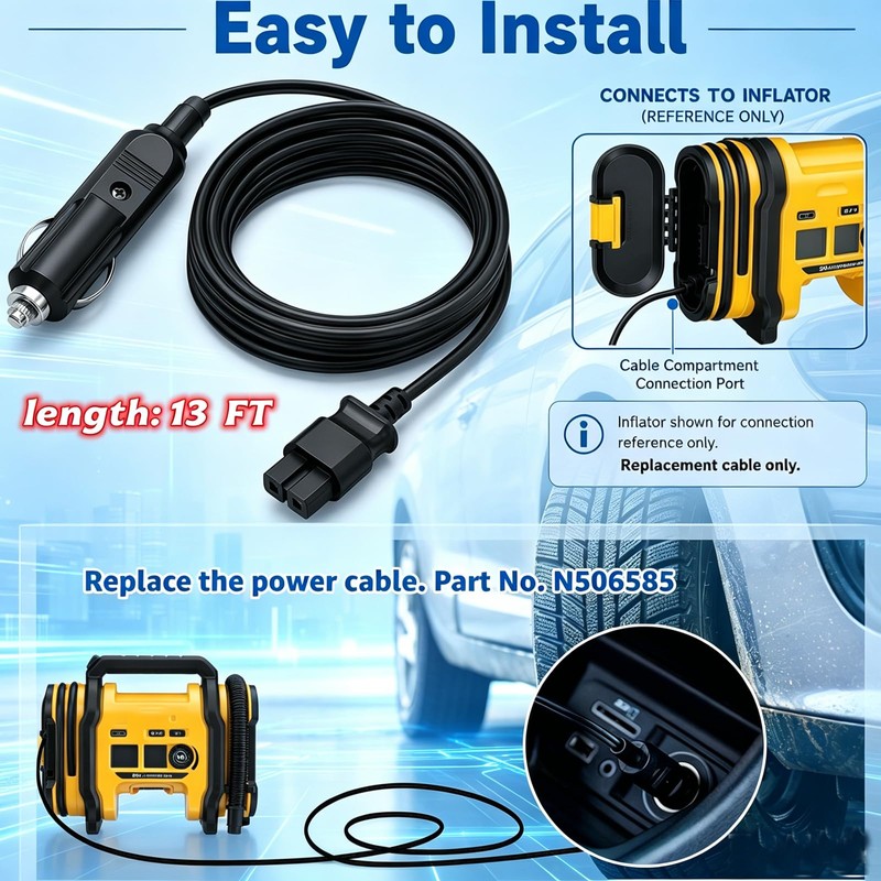 MSZLZTD 13 FT on-board charging for De-Walt tire inflator dcc020ib