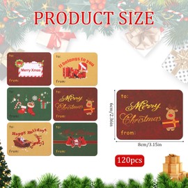 120pcs Label Stickers, Cute Christmas Celebration Gift Tags Stickers Large Santa Name Labels Self-Adhesive Stickers for Wrapping Present Decoration Supplies