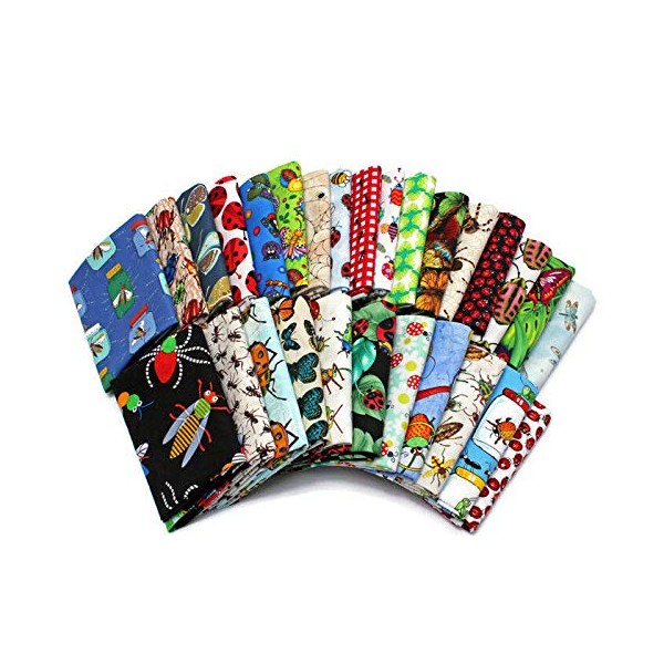 Quality Fabric 10 Fat QuartersAssorted Bugs Insects Creepy Crawlies Beetles