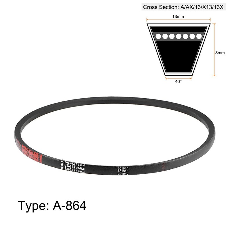 sourcing map A864/A34 V-belt, A profile, rubber drive belt, 34