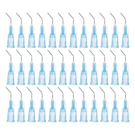 HARFINGTON 1000pcs Blunt Tip Dispensing Needles, 18 Gauge 45 Degrees Bent Dispensing Tips 0.4" End Angled Dispenser Needle with Luer Elbow Blunt Needle for Oil or Glue Applicator, Pink