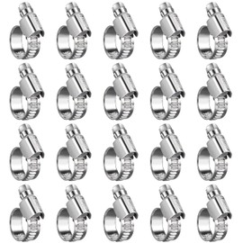 Steelsoft Non-Stripping Worm Gear Hose Clamp Mini Size#4, 5/16 to 1/2 inch Adjustable Stainless Steel Hose Clamps for 3/16 1/4"id Fuel Line,Rolled Band Edge Protection,20Pack