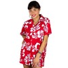 Funky Hawaiian Blouse, Hibiskus, red, XXL