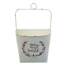 White Christmas Decorative Wall Pocket, Holiday Decoration Hanging Planter Joy to The World, 20 Inches