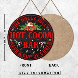 ZODGMED Hot Cocoa Bar Decor Sign, Christmas Decor for Home Kitchen Hot Cocoa Bar Coffee Bar Cafe Coffee Concer Holiday Hanging Sign Xmas Winter Wall Decorations, The Holly Jolly