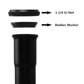 OPERMAXER Brass Slip Joint Extension Tube，1-1/4 Inch O.D x 12 Inch P Trap Extension Pipe with Nut and Rubber Washer, Sink Drain Tailpiece (Matte Black)