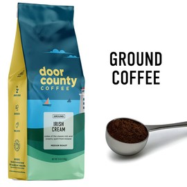 Door County Coffee Irish Cream Flavored Ground Coffee - 10 oz Bag - Medium Roast - 100% Specialty Arabica - 100% Specialty Grade 1 Arabica Coffee