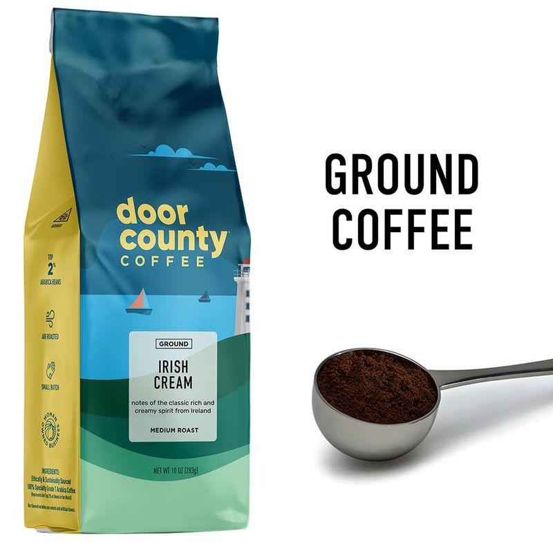 Door County Coffee Irish Cream Flavored Ground Coffee - 10