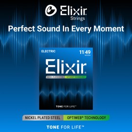 Elixir Strings Electric Guitar Strings w OPTIWEB Coating, Medium (.011.049) (19102)