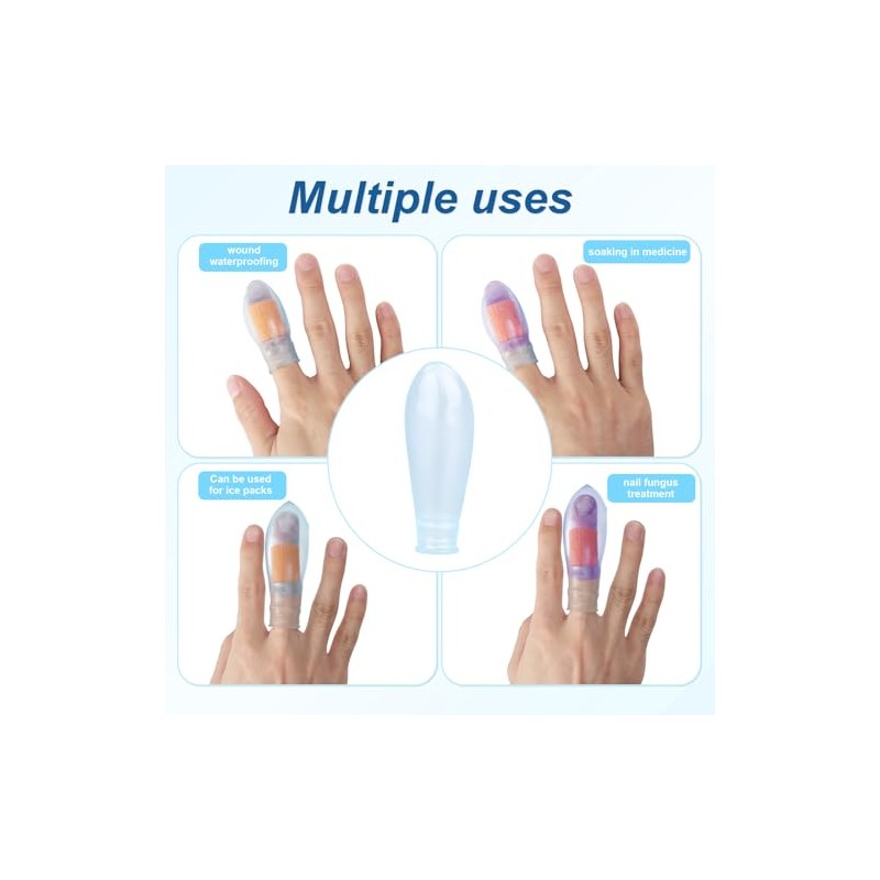 4-Pack Reusable Waterproof Silicone Finger Protectors with Bandage