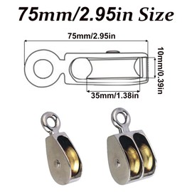 2 Pcs Pulley Block, 75mm Single Pulley Heavy Duty Zinc Alloy Lifting Pulley Wheel System Wire Rope Crane Fixed Pulley for Indoor Outdoor (Silver)