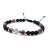 Handcrafted Hematite Cross Bracelet with Onyx and Red Agat Stones